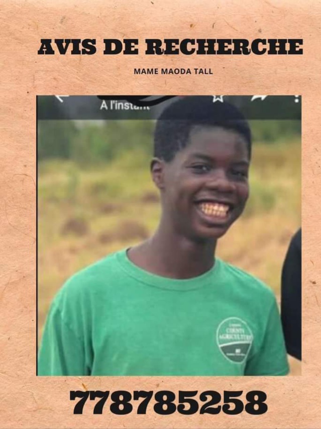 Disparition inquiétante de cet enfant répondant au nom de Mame Maodo Tall- Les recherches n'ont toujours rien donné... Disparition inquiétante de cet enfant répondant au nom de Mame Maodo Tall- Les recherches n'ont toujours rien donné...