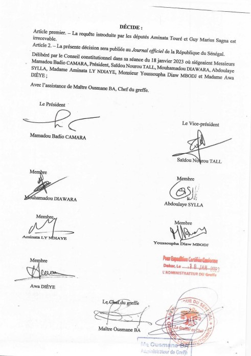 Saisine du Conseil constitutionnel sur le rapport de la Cour des comptes : La juridiction rejette le tandem Mimi-Guy Marius Sagna Saisine du Conseil constitutionnel sur le rapport de la Cour des comptes : La juridiction rejette le tandem Mimi-Guy Marius Sagna
