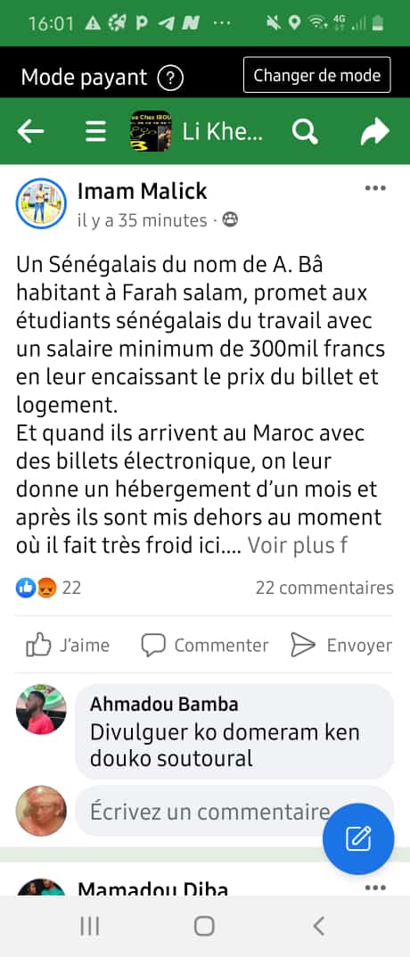 Etabli au Royaume Chérifien, Amadou Ba arnaque ses compatriotes à la recherche d’une vie meilleure au Maroc Etabli au Royaume Chérifien, Amadou Ba arnaque ses compatriotes à la recherche d’une vie meilleure au Maroc