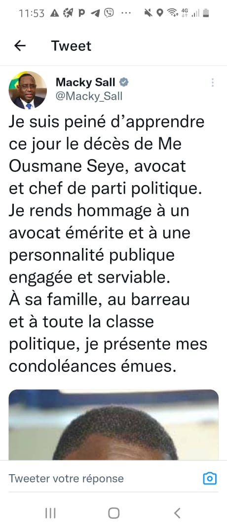 Le Pr Macky Sall salue la mémoire de Me Sèye Le Pr Macky Sall salue la mémoire de Me Sèye