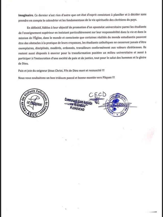 UCAD -La Coordination des Étudiants Catholiques dénoncent une discrimination...Les autorités universitaires au banc des accusés... UCAD -La Coordination des Étudiants Catholiques dénoncent une discrimination...Les autorités universitaires au banc des accusés...