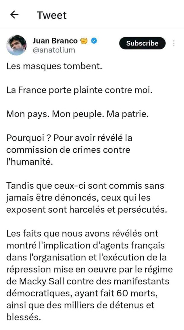 L'Etat Français traîne l'avocat de Sonko devant la ...justice...Branco accuse Macky et son régime...