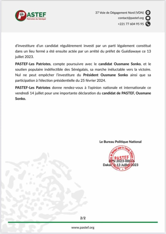 URGENT- Importante déclaration de l'opposant Ousmane Sonko dans les prochaines heures ! URGENT- Importante déclaration de l'opposant Ousmane Sonko dans les prochaines heures !