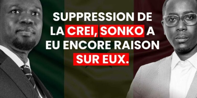 Suppression de la CREI: Sonko a eu raison sur eux Suppression de la CREI: Sonko a eu raison sur eux