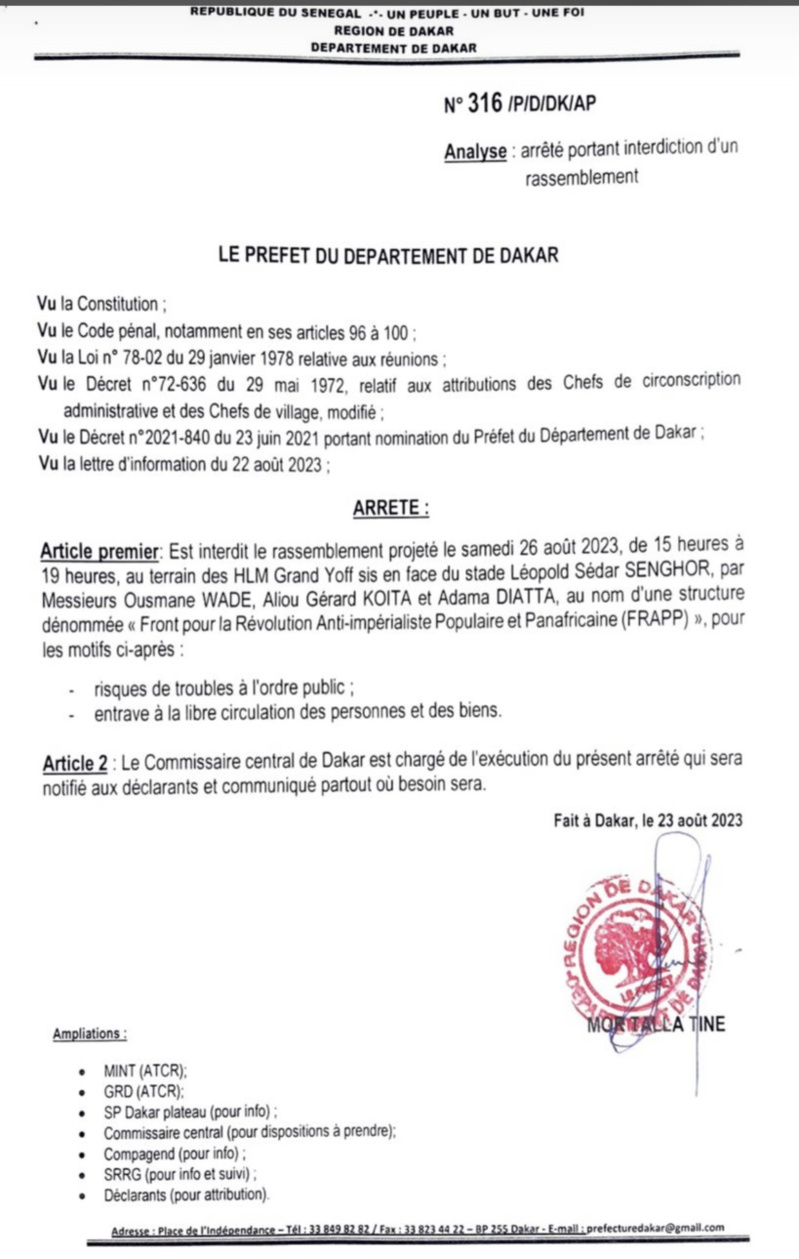 Chemin de la Libération : Le préfet dit non à la manifestation prévue samedi Chemin de la Libération : Le préfet dit non à la manifestation prévue samedi