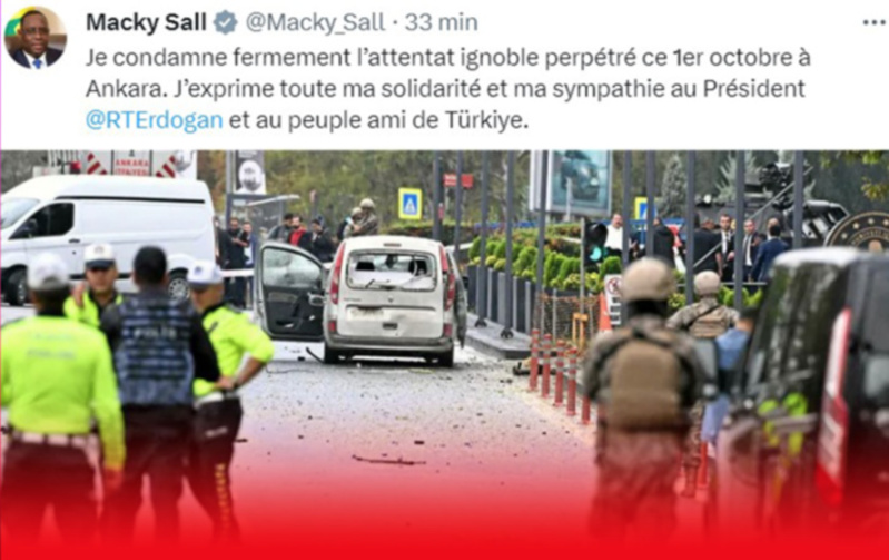 Attentat en Turquie : Le président Macky Sall s’indigne d’un acte ignoble et réitère sa solidarité à Erdogan et au peuple Turc Attentat en Turquie : Le président Macky Sall s’indigne d’un acte ignoble et réitère sa solidarité à Erdogan et au peuple Turc