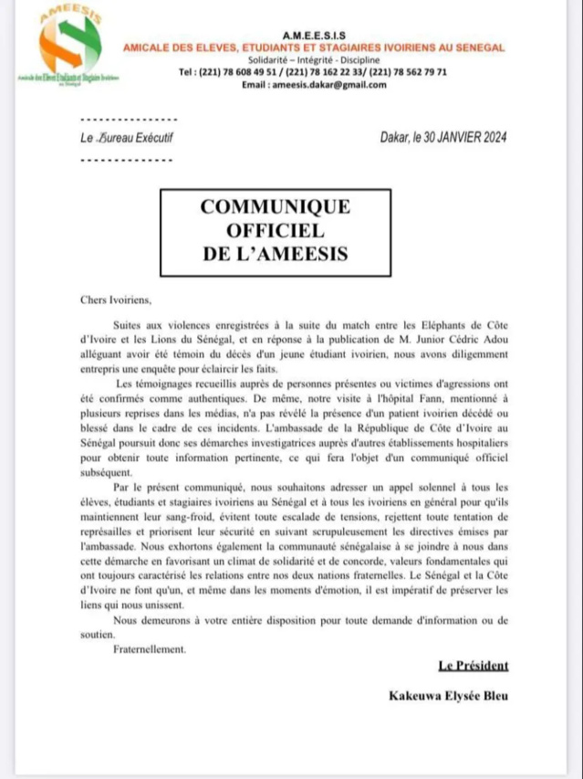 VIOLENCES CONTRE DES IVOIRIENS AU SÉNÉGAL : LES PRÉCISIONS DU PRÉSIDENT DES ÉTUDIANTS IVOIRIENS À DAKAR VIOLENCES CONTRE DES IVOIRIENS AU SÉNÉGAL : LES PRÉCISIONS DU PRÉSIDENT DES ÉTUDIANTS IVOIRIENS À DAKAR