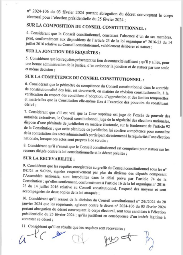 Le Conseil constitutionnel annule le décret de Macky Sall portant abrogation du décret convoquant le corps électoral Le Conseil constitutionnel annule le décret de Macky Sall portant abrogation du décret convoquant le corps électoral