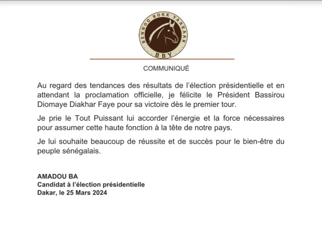URGENT – Amadou Bâ vient d’appeler Diomaye pour le féliciter (Document) URGENT – Amadou Bâ vient d’appeler Diomaye pour le féliciter (Document)