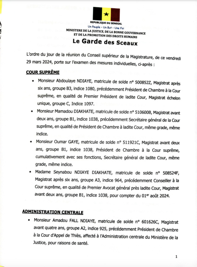 Conseil supérieur de la magistrature : Voici les mesures prises par le chef de l’Etat à l’issue de la réunion ce vendredi Conseil supérieur de la magistrature : Voici les mesures prises par le chef de l’Etat à l’issue de la réunion ce vendredi