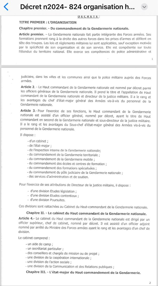 Macky Sall signe un décret mettant la Gendarmerie comme partie intégrante de l’armée Macky Sall signe un décret mettant la Gendarmerie comme partie intégrante de l’armée