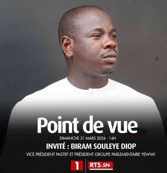 Birame Soulèye Diop, vice-président du Pastef, invité de l’émission " Point de vue " sur la RTS "Rien Tous les Soirs" ouvre enfin ses portes aux bannis ! Birame Soulèye Diop, vice-président du Pastef, invité de l’émission " Point de vue " sur la RTS "Rien Tous les Soirs" ouvre enfin ses portes aux bannis !