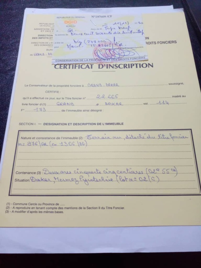 Accusé de faux et usage de faux sur un titre foncier à Mermoz : L'inspecteur des impôts livre sa version... Accusé de faux et usage de faux sur un titre foncier à Mermoz : L'inspecteur des impôts livre sa version...