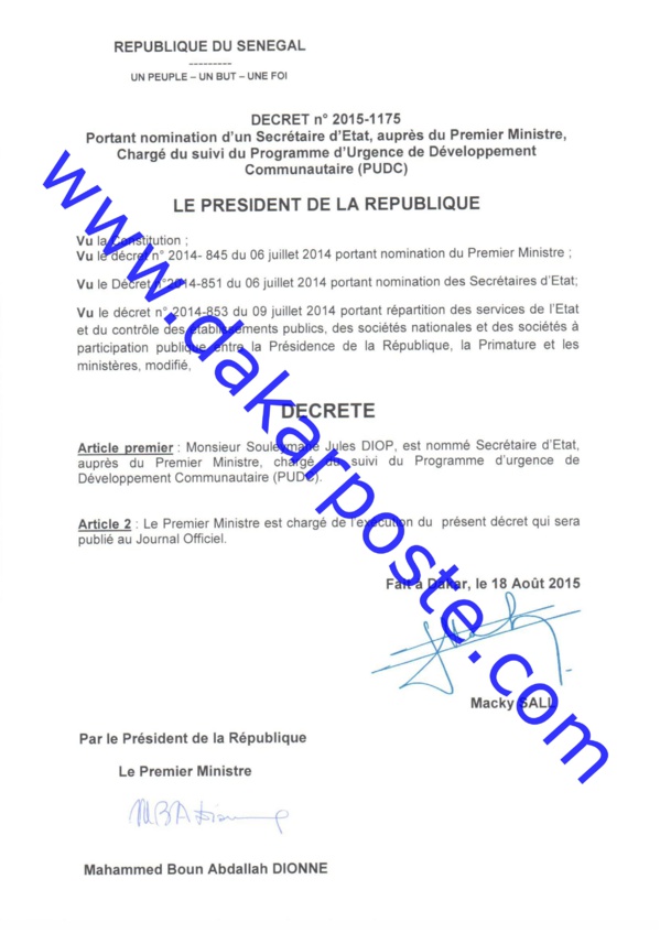 Guéguerre à fleurets mouchetés entre Mankeur Ndiaye et Souleymane Jules Diop : Comment le Président Sall a tranché pour "Jules" , promu au maroquin du PUDC Guéguerre à fleurets mouchetés entre Mankeur Ndiaye et Souleymane Jules Diop : Comment le Président Sall a tranché pour "Jules" , promu au maroquin du PUDC
