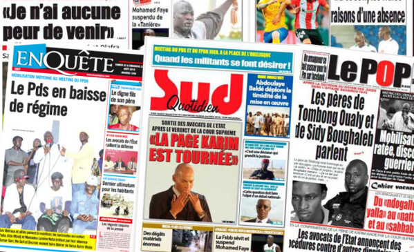 Sénégal-Revue-Presse – La presse sénégalaise fait toujours un clin d’œil à l’actualité judiciaire Sénégal-Revue-Presse – La presse sénégalaise fait toujours un clin d’œil à l’actualité judiciaire