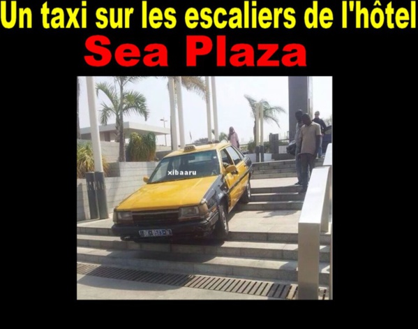 C’est vraiment le code de la déroute au Sénégal…Un autre taxi sur des escaliers à l’hôtel Sea Plaza C’est vraiment le code de la déroute au Sénégal…Un autre taxi sur des escaliers à l’hôtel Sea Plaza