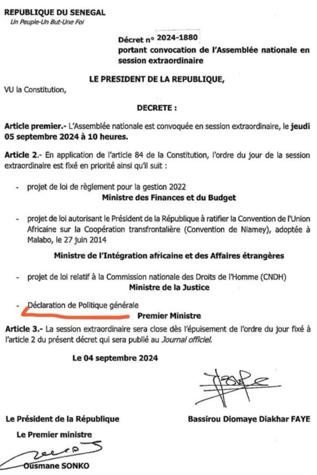 Séance extraordinaire de l'AN: Au delà de la DPG, l'ordre du jour s'articule autour de trois autres axes Séance extraordinaire de l'AN: Au delà de la DPG, l'ordre du jour s'articule autour de trois autres axes