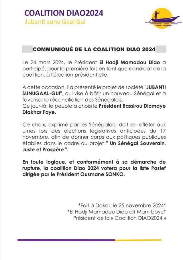 Élections législatives - Mame Boye Diao se range derrière... Pastef Élections législatives - Mame Boye Diao se range derrière... Pastef