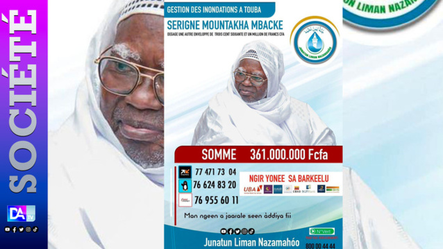 361 MILLIONS / Serigne Mountakha encore au chevet des sinistrés de Touba 361 MILLIONS / Serigne Mountakha encore au chevet des sinistrés de Touba