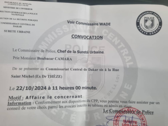 Commissariat central : Boubacar Camara, le mandataire de Me Moussa Diop, convoqué Commissariat central : Boubacar Camara, le mandataire de Me Moussa Diop, convoqué