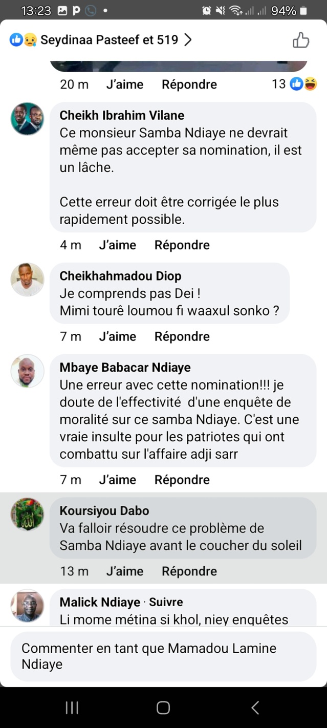 PASTEF- une vague de protestation suite à la nomination de... Samba Ndiaye ! PASTEF- une vague de protestation suite à la nomination de... Samba Ndiaye !