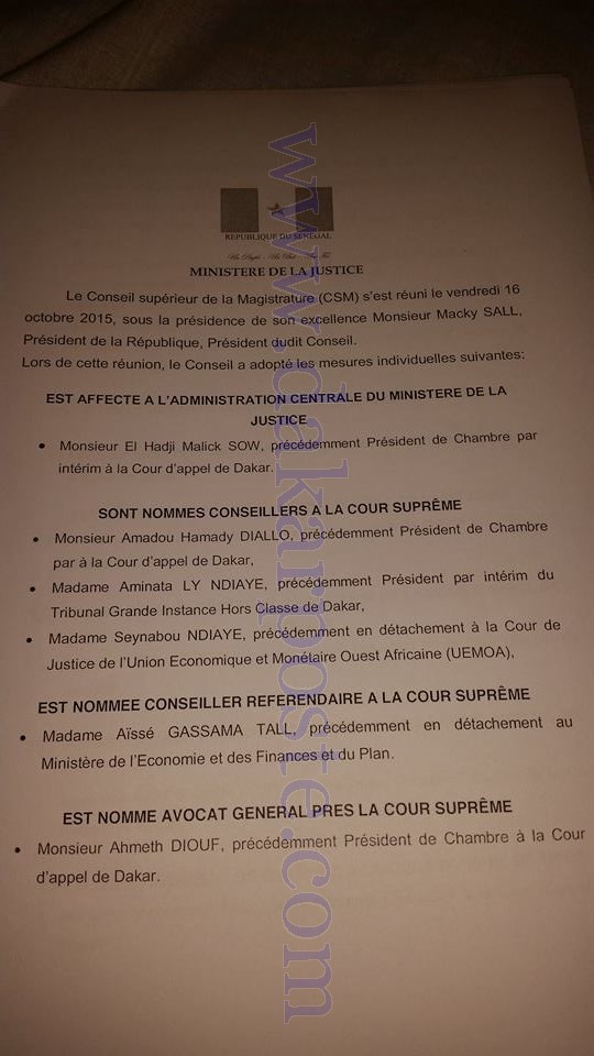 Les nominations du CONSEIL SUPERIEUR DE LA MAGISTRATURE!