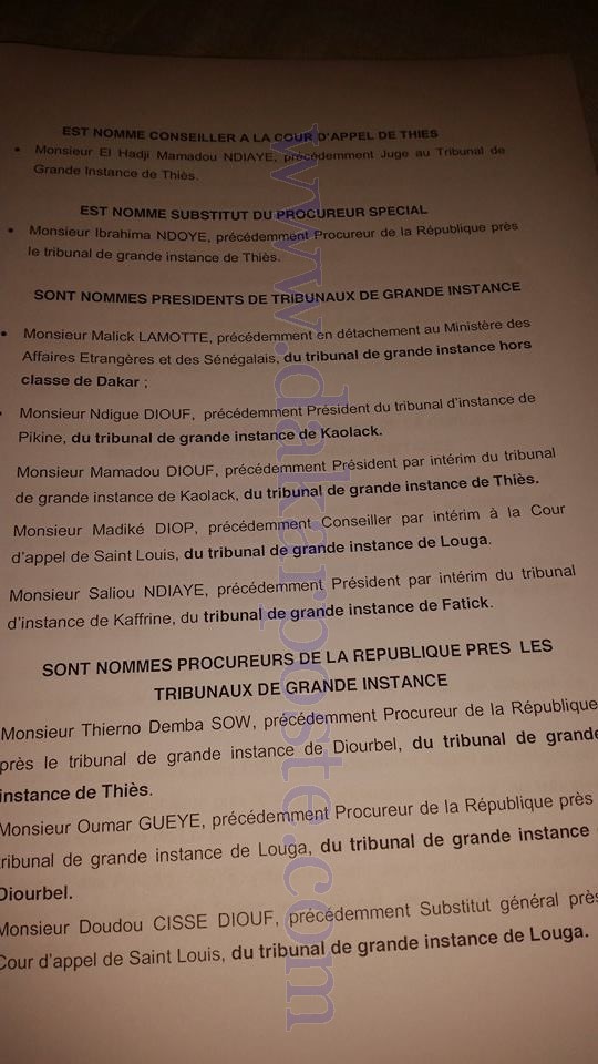 Les nominations du CONSEIL SUPERIEUR DE LA MAGISTRATURE! Les nominations du CONSEIL SUPERIEUR DE LA MAGISTRATURE!