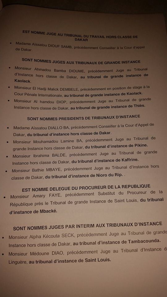 Les nominations du CONSEIL SUPERIEUR DE LA MAGISTRATURE! Les nominations du CONSEIL SUPERIEUR DE LA MAGISTRATURE!