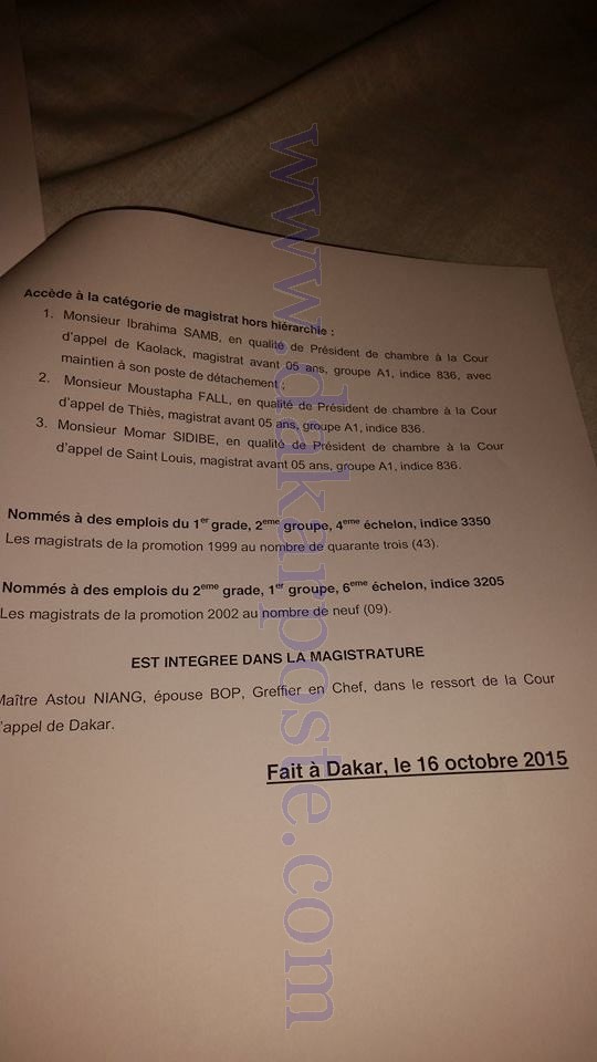 Les nominations du CONSEIL SUPERIEUR DE LA MAGISTRATURE! Les nominations du CONSEIL SUPERIEUR DE LA MAGISTRATURE!