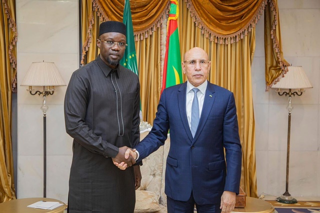  Le Président de la République Islamique de Mauritanie, Mohamed Ould Cheikh El Ghazouani reçoit le Pm, Ousmane Sonko