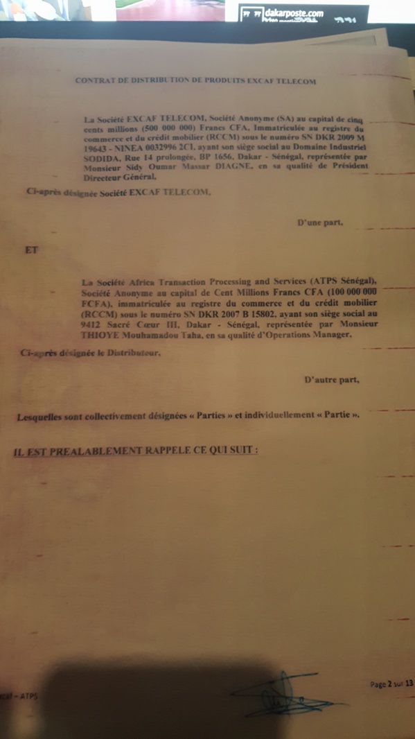 ENQUETE EXCLUSIVE !  Ce qui n'a pas été dit sur le contrat entre Excaf Télécom et ATPS ENQUETE EXCLUSIVE !  Ce qui n'a pas été dit sur le contrat entre Excaf Télécom et ATPS