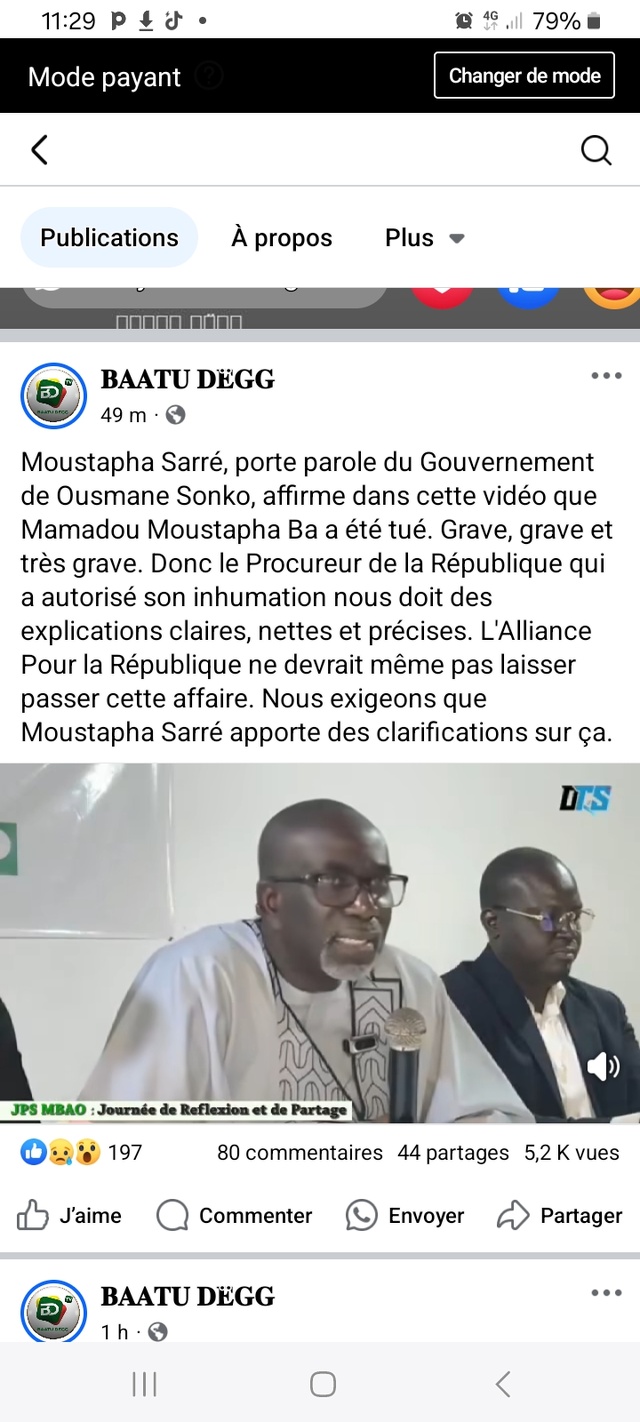 Effarante révélation du ministre- porte parole du gouvernement  :" Moustapha Ba a été tué (...)"