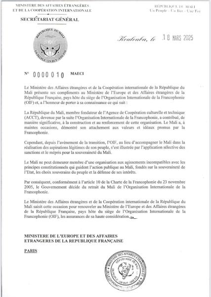 Le Mali, le Niger et le Burkina Faso sortent de l'Organisation internationale de la Francophonie Le Mali, le Niger et le Burkina Faso sortent de l'Organisation internationale de la Francophonie