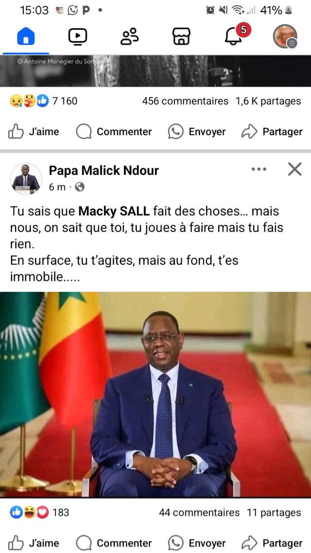 À qui s'adresse l'ancien ministre, Pape Malick Ndour?