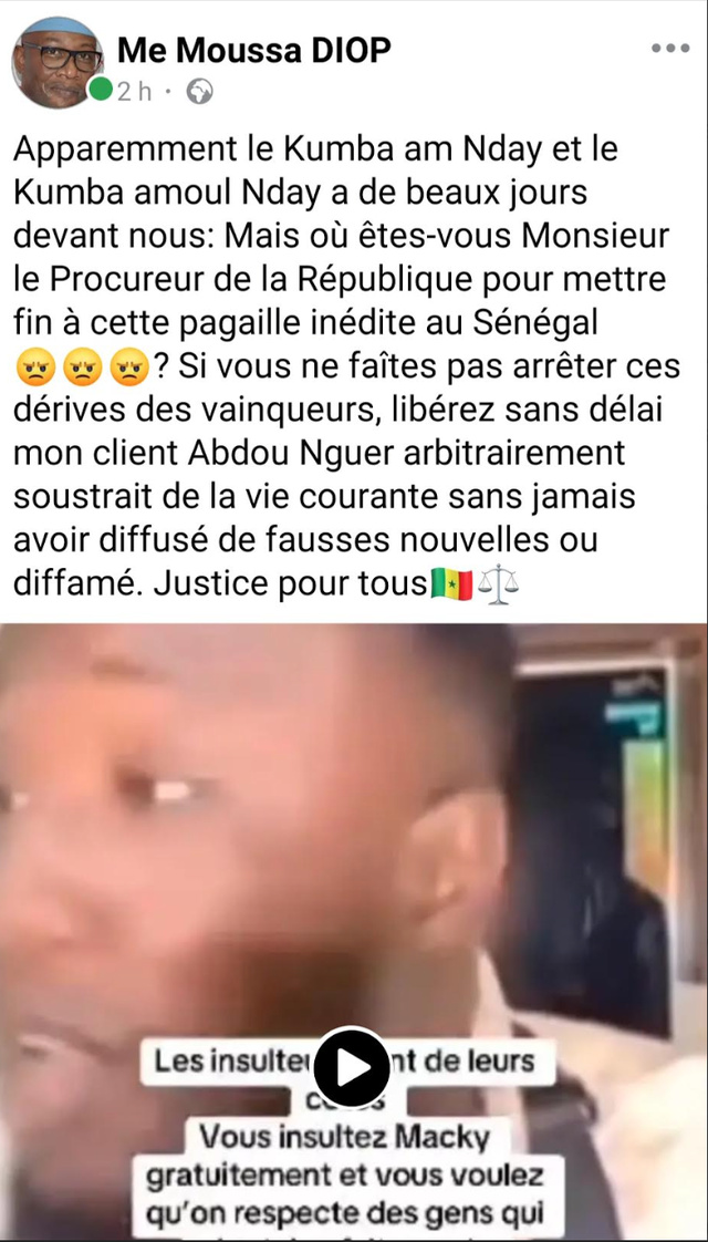 Après les insultes d'Azoura Fall contre Macky Sall : Me Moussa Diop invite le procureur à sévir Après les insultes d'Azoura Fall contre Macky Sall : Me Moussa Diop invite le procureur à sévir