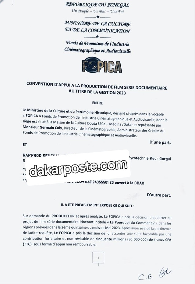 Affaire FOPICA (suite et pas fin)-  Révélations sur l'appui  doré à l’ex-femme de Doro (Clara)