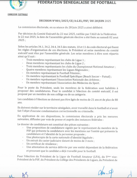 Élection FSF : la liste définitive des candidats dévoilée (OFFICIEL)