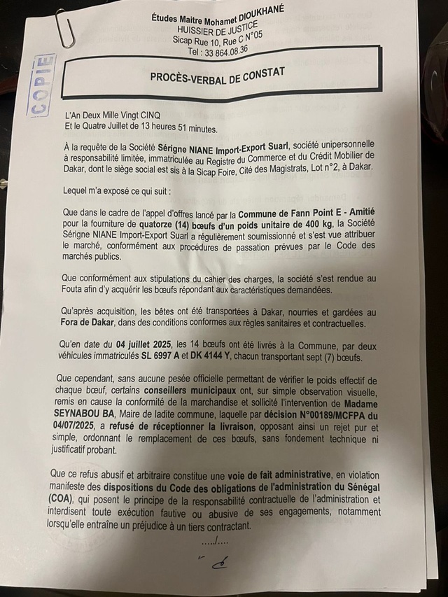 Accusant l'actuelle mairesse de Fann-Point E de rupture abusive de contrat, le DG de SNIEX porte la réplique ! Accusant l'actuelle mairesse de Fann-Point E de rupture abusive de contrat, le DG de SNIEX porte la réplique !