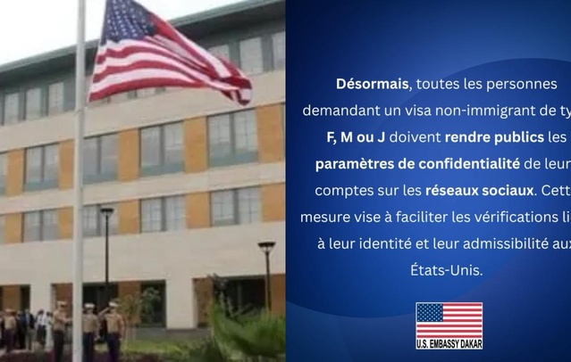 Demande de visa : L’ambassade des Usa à Dakar fixe une toute nouvelle règle ! Demande de visa : L’ambassade des Usa à Dakar fixe une toute nouvelle règle !