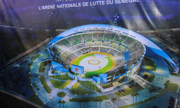 Images de la pose de la première pierre de l'arène nationale de lutte Sénégalaise