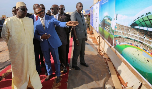 Images de la pose de la première pierre de l'arène nationale de lutte Sénégalaise