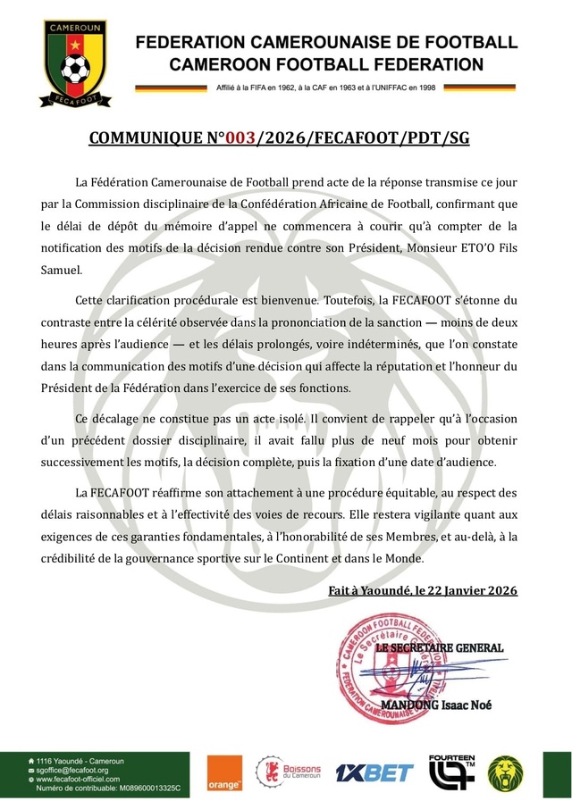 Sanction de Samuel Eto’o : La Fecafoot révèle au grand jour les dérives totalitaires de la CAF