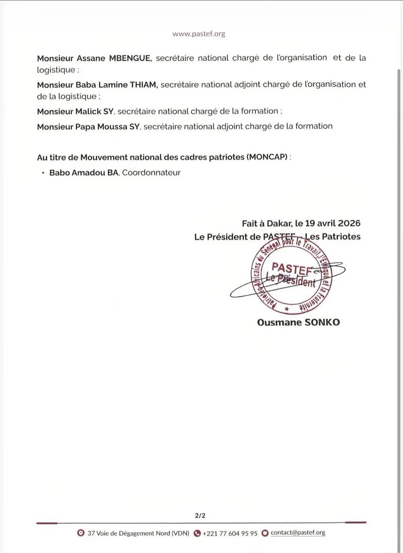 Nommé Vice-président de PASTEF-Les Patriotes, Moustapha Njekk SARRÉ réagit ! Nommé Vice-président de PASTEF-Les Patriotes, Moustapha Njekk SARRÉ réagit !