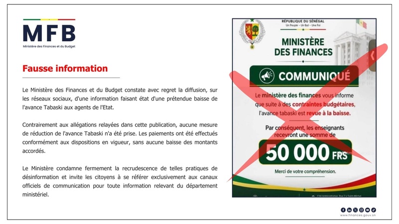 🚨🚨🚨 ALERTE DU MINISTERE DES FINANCES ET DU BUDGET DU SENEGAL