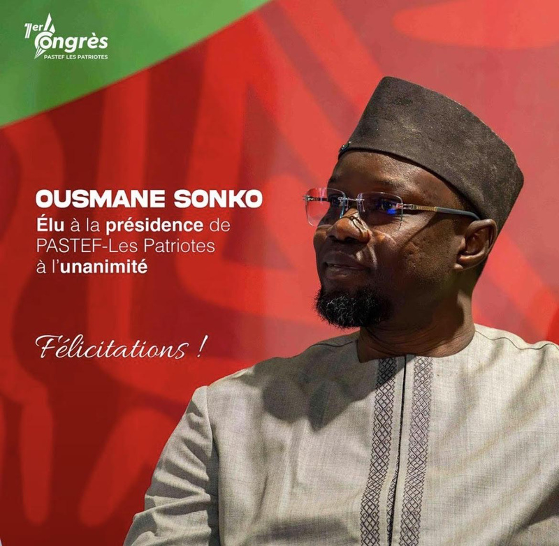 Pastef : Ousmane Sonko reconduit à l’unanimité pour 6 ans à la tête du parti !