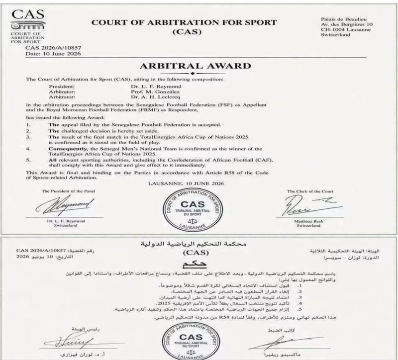CAN 2025 : Analyse des preuves attestant de la forfaiture du verdict attribué au TAS CAN 2025 : Analyse des preuves attestant de la forfaiture du verdict attribué au TAS