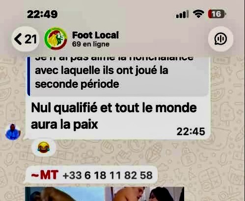Dans un groupe WhatsApp consacré au football, des images à caractère sexuel attribuées à Mady Touré suscitent l’indignation
