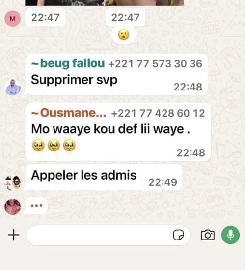 Dans un groupe WhatsApp consacré au football, des images à caractère sexuel attribuées à Mady Touré suscitent l’indignation