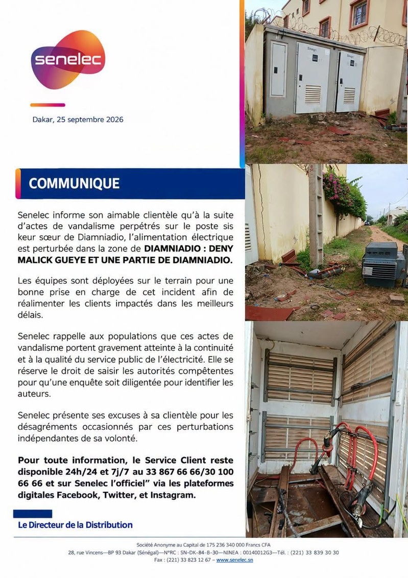 Diamniadio sous l'assaut des vandales : Pourquoi la sanctuarisation de la Senelec est une urgence nationale Diamniadio sous l'assaut des vandales : Pourquoi la sanctuarisation de la Senelec est une urgence nationale
