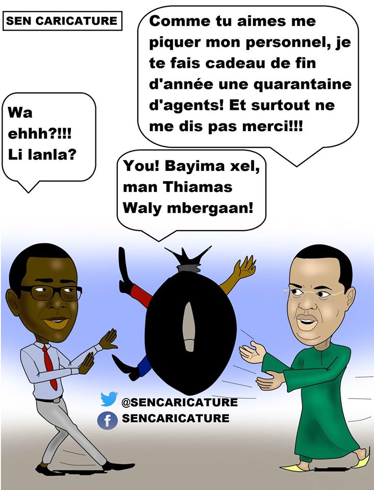 Caricature: Le Mollah de Sacré-coeur fait un don à Youssou Ndour d’une quarantaine d’agents de Walf